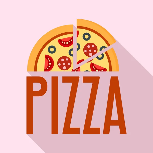 Fresh pizza logo, flat style — Stock Vector