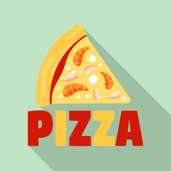 Ungesunde Pizzascheiben Logo, flacher Stil — Stockvektor