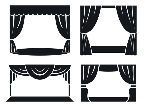 Set de iconos de escenario teatral, estilo simple — Vector de stock