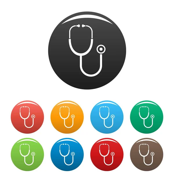 Stethoscope icons set color — Stock Vector