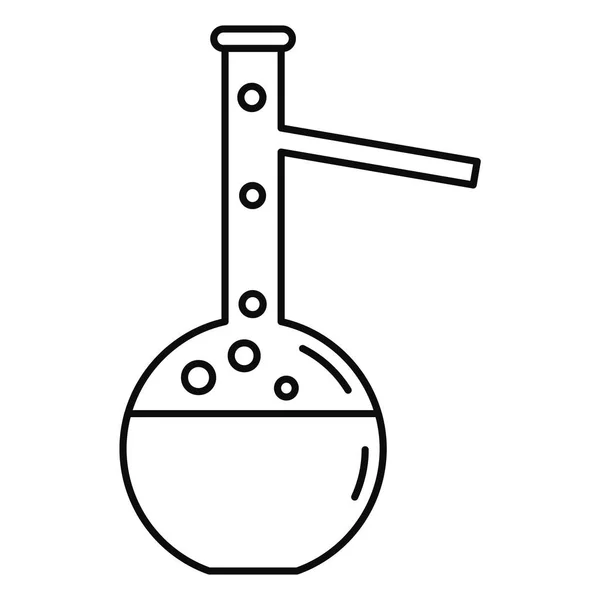 Icône de fiole chimique, style contour — Image vectorielle