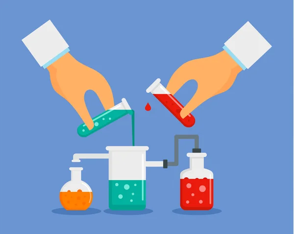 Iniciar fundo conceito de experiência química, estilo plano —  Vetores de Stock