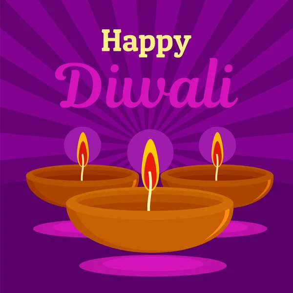 Happy indian divali concept background, stile piatto — Vettoriale Stock