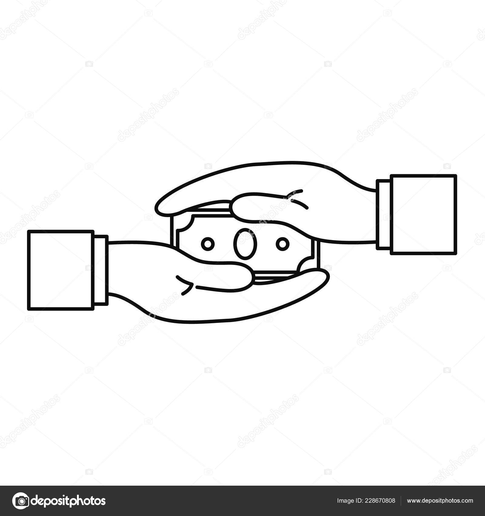 Two Hand Bribery Money Icon Outline Style Stock Vector - 