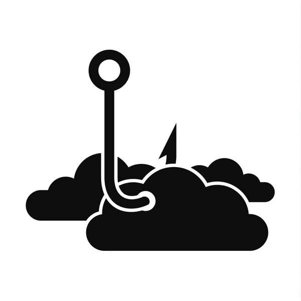 Фишинг иконка облака данных, простой стиль — стоковый вектор