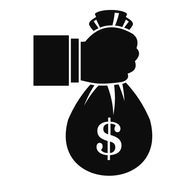 Corruptie geld tas pictogram, eenvoudige stijl — Stockvector