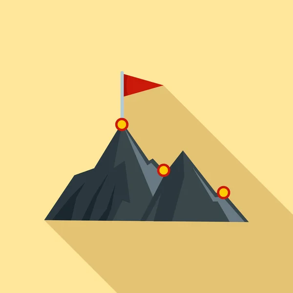 Icono de destino de montaña de negocios, estilo plano — Vector de stock