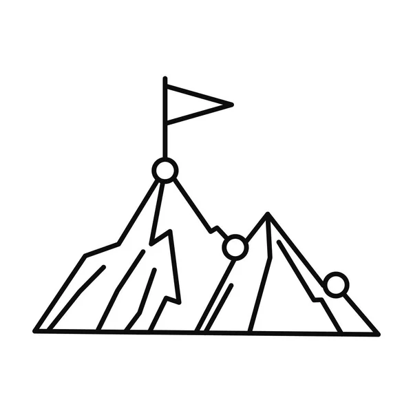 Icono de destino de montaña de negocios, estilo de esquema — Vector de stock