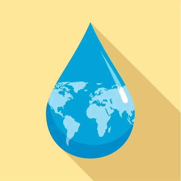 Ziemia/Natura Woda drop ikona, płaski — Wektor stockowy