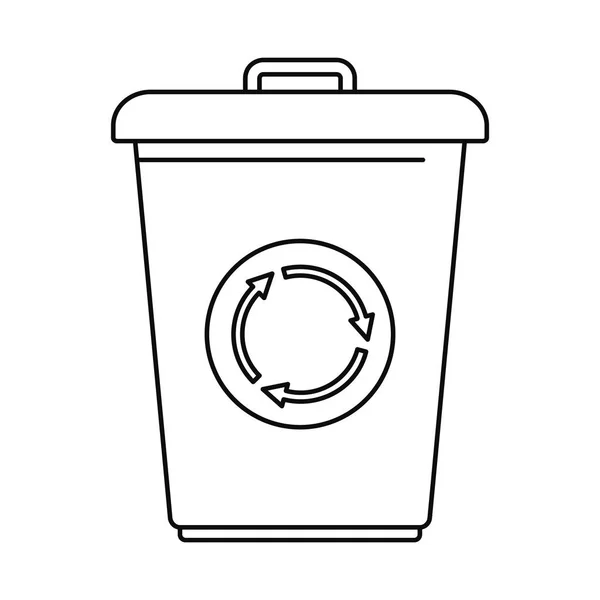 Icône du bac de recyclage, style contour — Image vectorielle