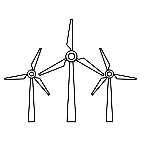 Icône de l'énergie éolienne, style contour — Image vectorielle