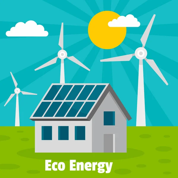 Eco energia casa concetto di sfondo, stile piatto — Vettoriale Stock