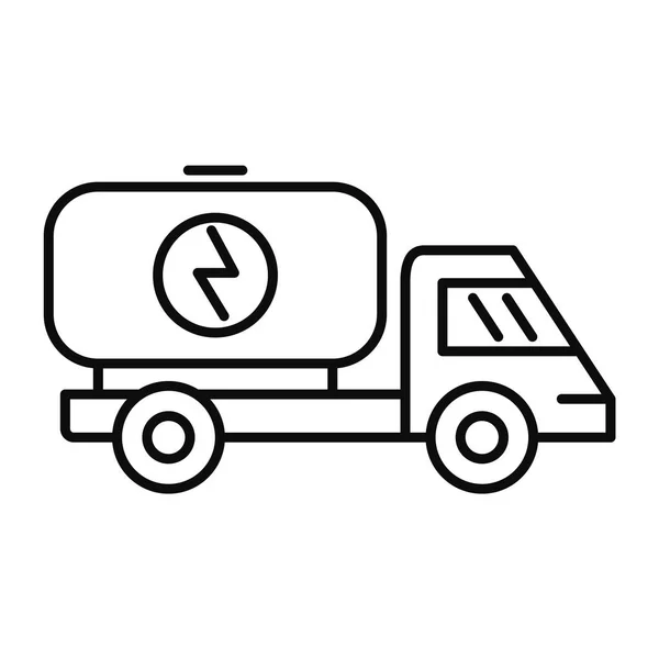 Icono de camión de energía ecológica, estilo de esquema — Vector de stock