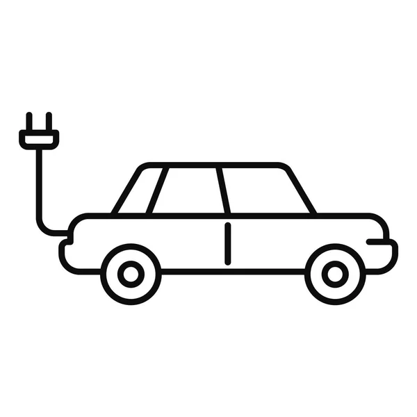 Icône de voiture électrique, style contour — Image vectorielle