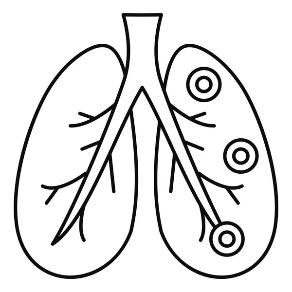 Bronquitis icono de los pulmones, estilo de contorno — Vector de stock