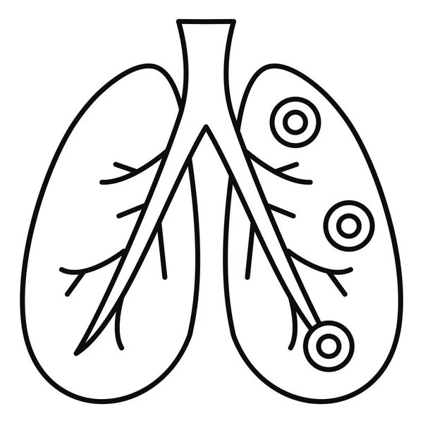 Иконка легких бронхита, стиль контура — стоковый вектор
