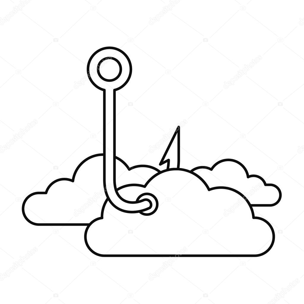 Phishing cloud data icon, outline style