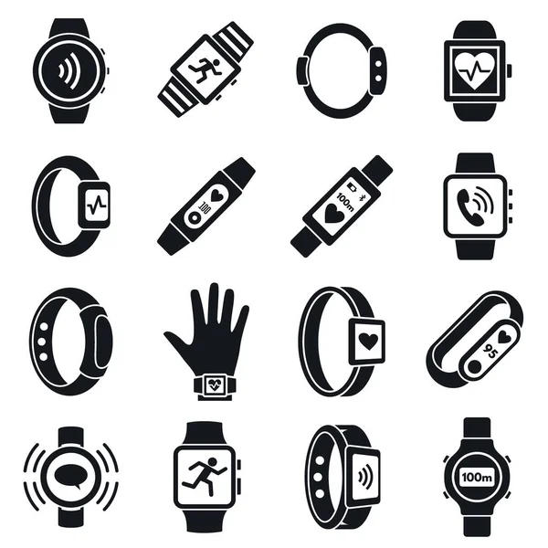 Health fitness tracker icon set, simple style — Stock Vector