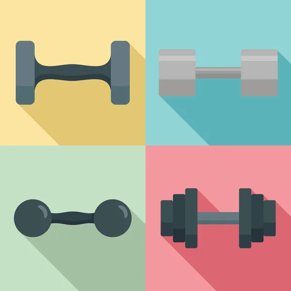 Jeu d'icônes Dumbell, style plat — Image vectorielle