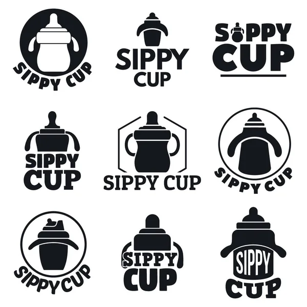Sippy kubek logo zestaw, prosty styl — Wektor stockowy