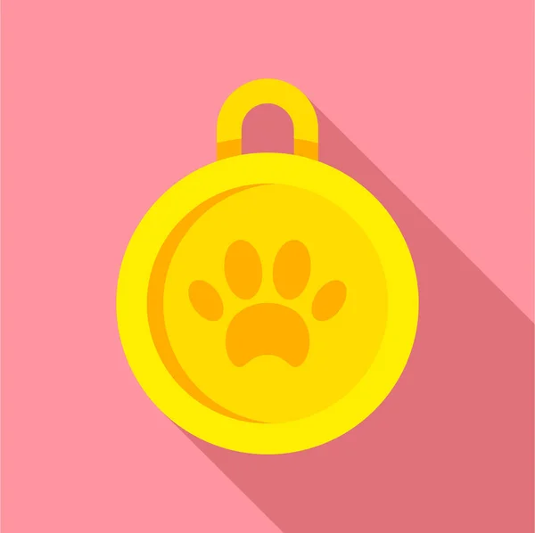 Gold dog medal icon, flat style — Stock Vector