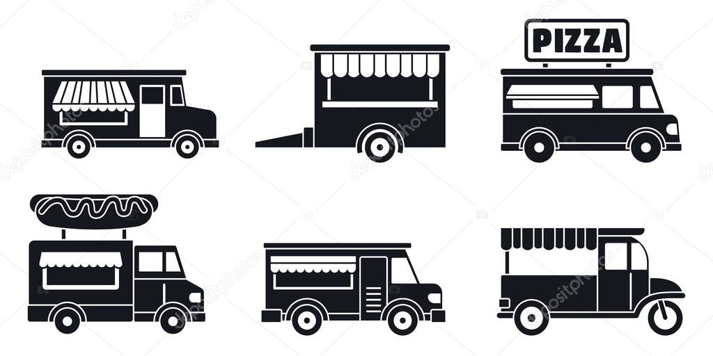 Market food truck icon set, simple style