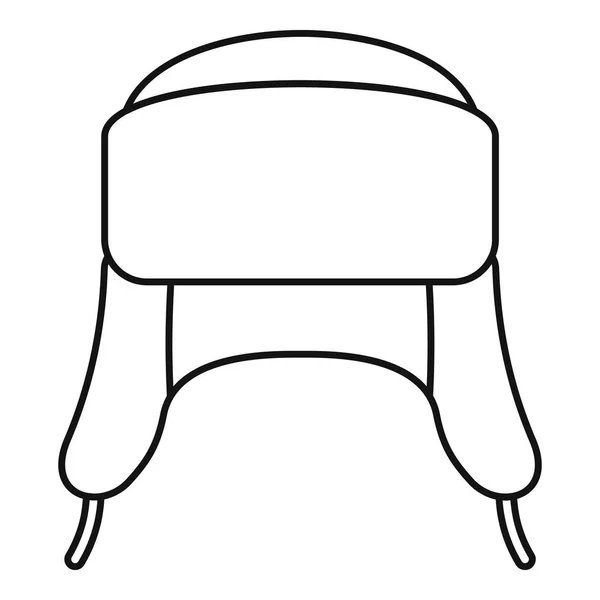 Oreja solapa sombrero de invierno icono, estilo de contorno — Archivo Imágenes Vectoriales