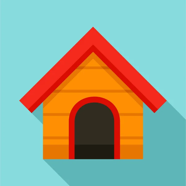Ícone de casa de cão de madeira, estilo plano — Vetor de Stock