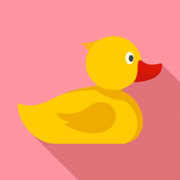 Kąpieli żółta kaczka ikona, płaski — Wektor stockowy