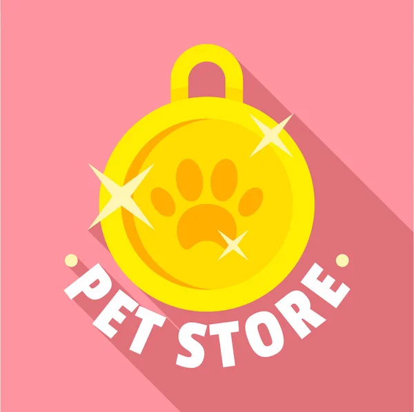 Pet store logotipo da medalha de ouro, estilo plano — Vetor de Stock