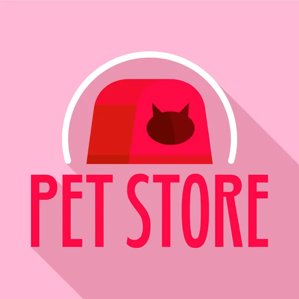 Kat vak dierenwinkel logo, vlakke stijl — Stockvector