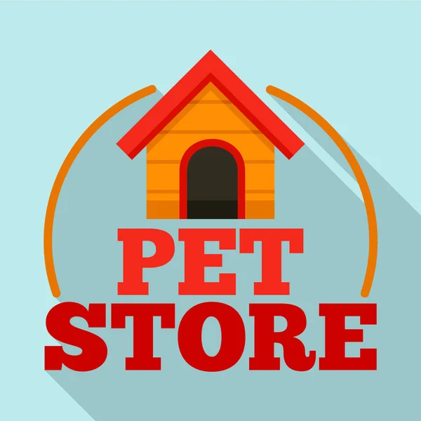 ペット ショップ犬の家ロゴ、フラット スタイル — ストックベクタ