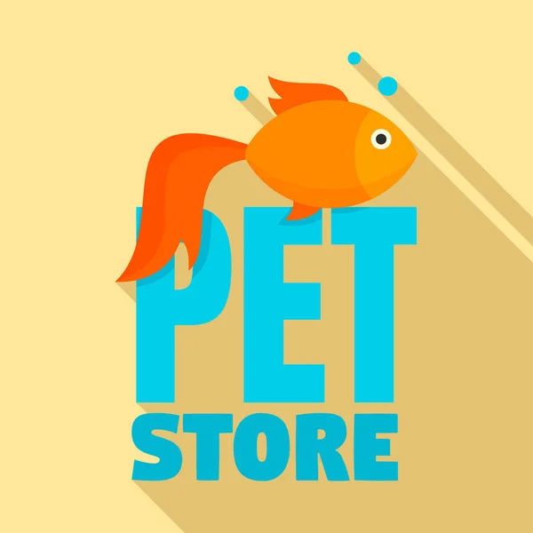 Vissen dierenwinkel logo, vlakke stijl — Stockvector