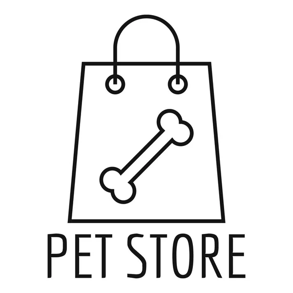 Logo del bolso de la tienda de mascotas, estilo de esquema — Archivo Imágenes Vectoriales