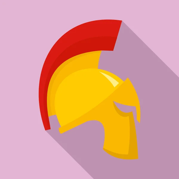 Золотой спарта шлем икона, плоский стиль — стоковый вектор