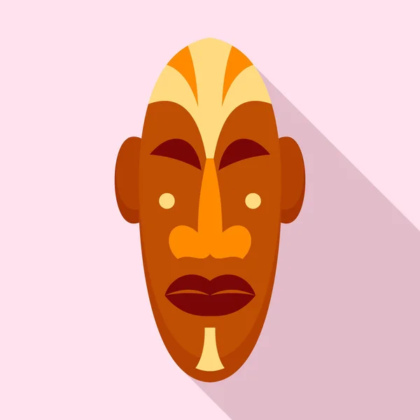 Icono de máscara africana, estilo plano — Vector de stock