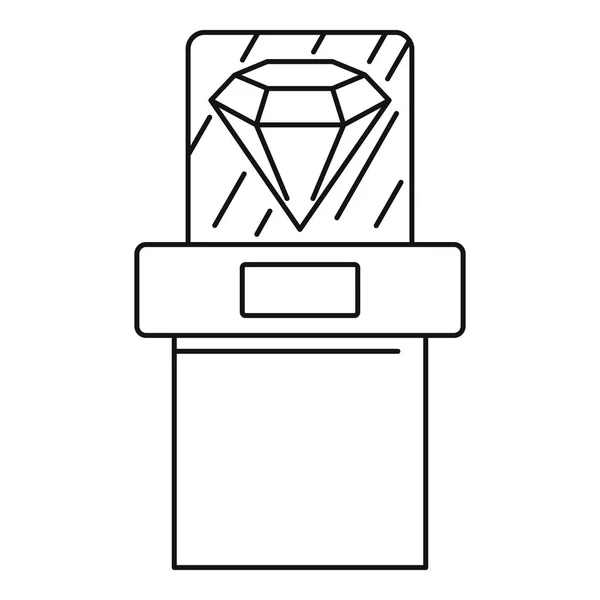 Gran museo icono diamante, estilo contorno — Vector de stock