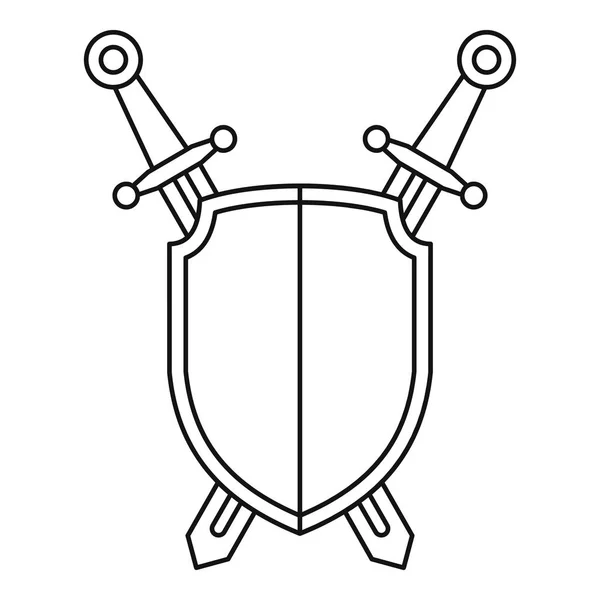 屏蔽剑图标 轮廓屏蔽剑矢量图标 用于网页设计隔离在白色背景 — 图库矢量图片