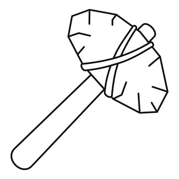 Icono de martillo de piedra viejo, estilo de contorno — Vector de stock