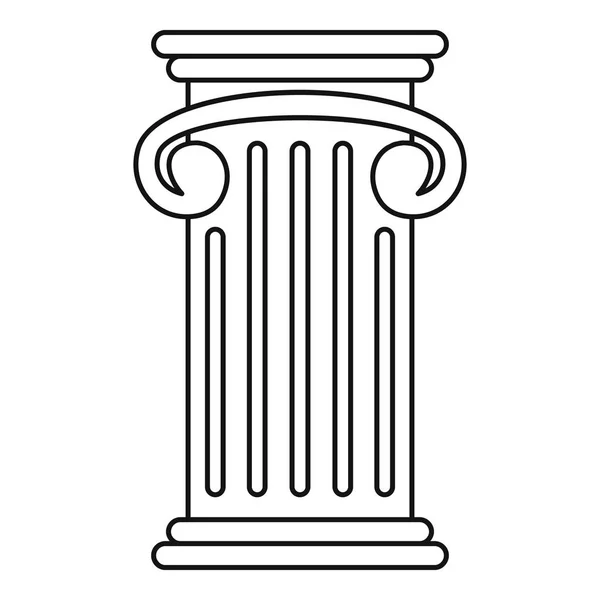 Greek pillar icon, outline style — Stock Vector