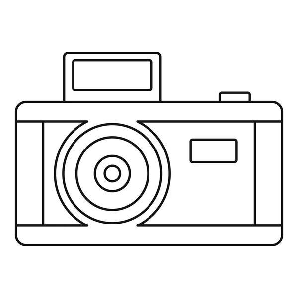 Иконка винтажной фотокамеры, стиль контура — стоковый вектор
