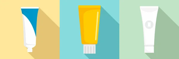Zahnpasta Symbol Gesetzt Flaches Set Von Zahnpasta Vektorsymbolen Für Webdesign — Stockvektor
