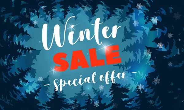 Bannière de concept d'offre spéciale de vente d'hiver, style de dessin animé — Image vectorielle