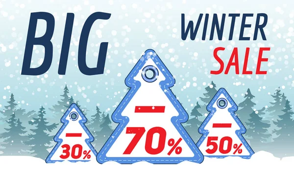 Grande bannière concept de vente d'hiver, style dessin animé — Image vectorielle