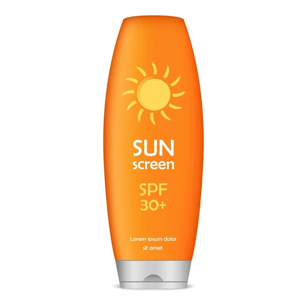Sun screen cream icon, realistic style — Stock Vector