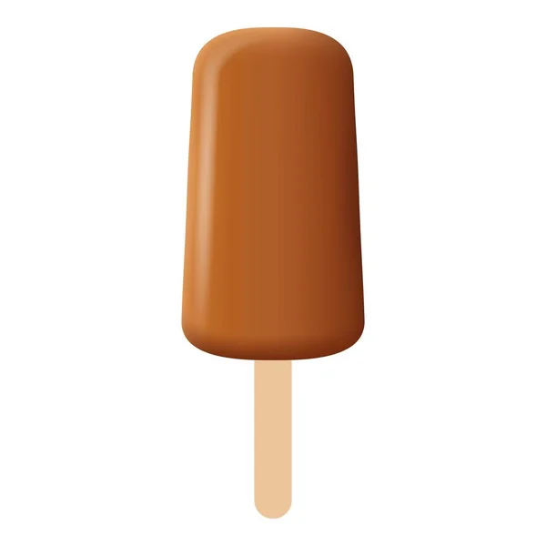 Chocolate popsicle icon, realistic style — Stock Vector