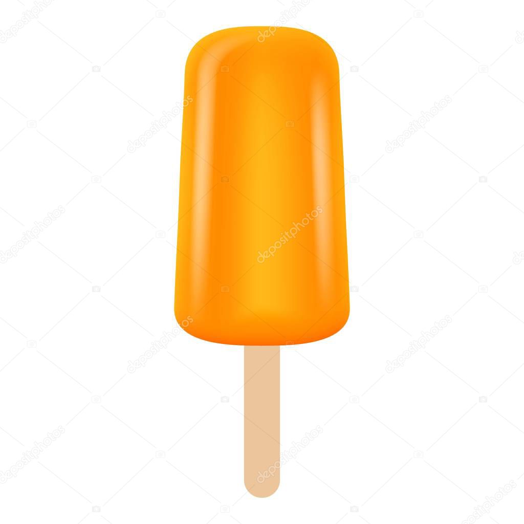 Orange popsicle icon, realistic style