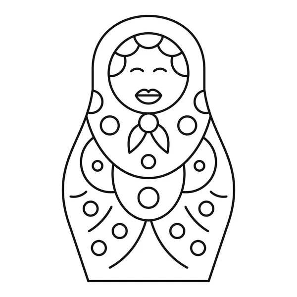 Icono de juguete de niña anidante, estilo de esquema — Vector de stock