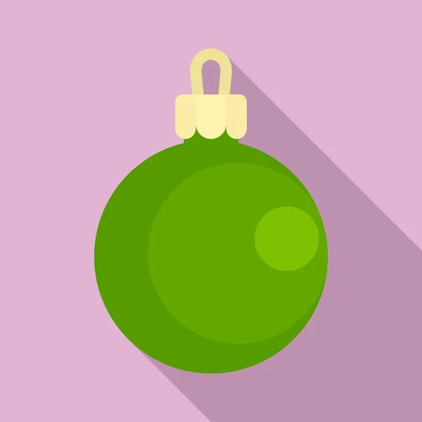 Grüne Kugel Weihnachten Spielzeug-Ikone, flacher Stil — Stockvektor