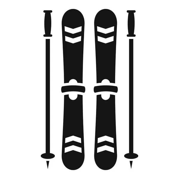 Skidor utrustning-ikonen, enkel stil — Stock vektor